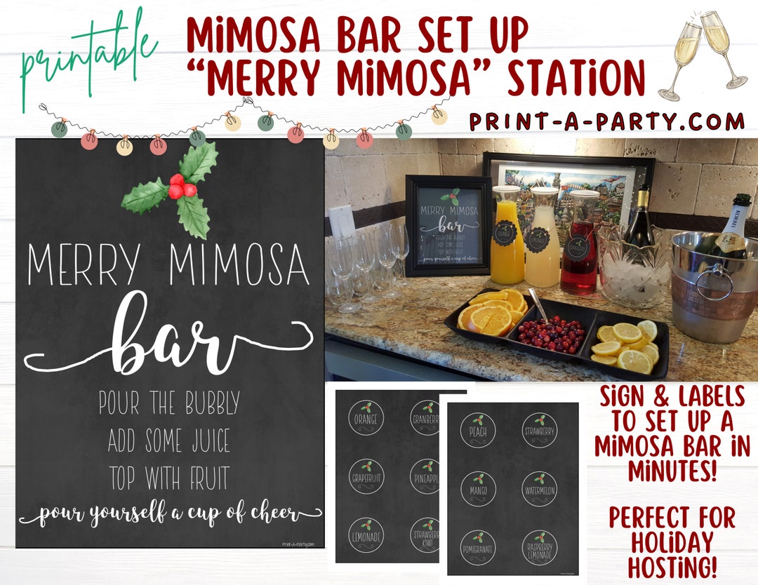 DIY MIMOSA BAR Setup for Holidays Merry Mimosa Station Christmas