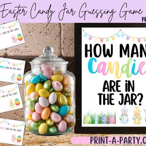 Candy Jar Guessing Game - EASTER CANDY - Printable Easter Party Game for Kids, Classrooms, Office or Easter Events! How Many Candies in Jar?