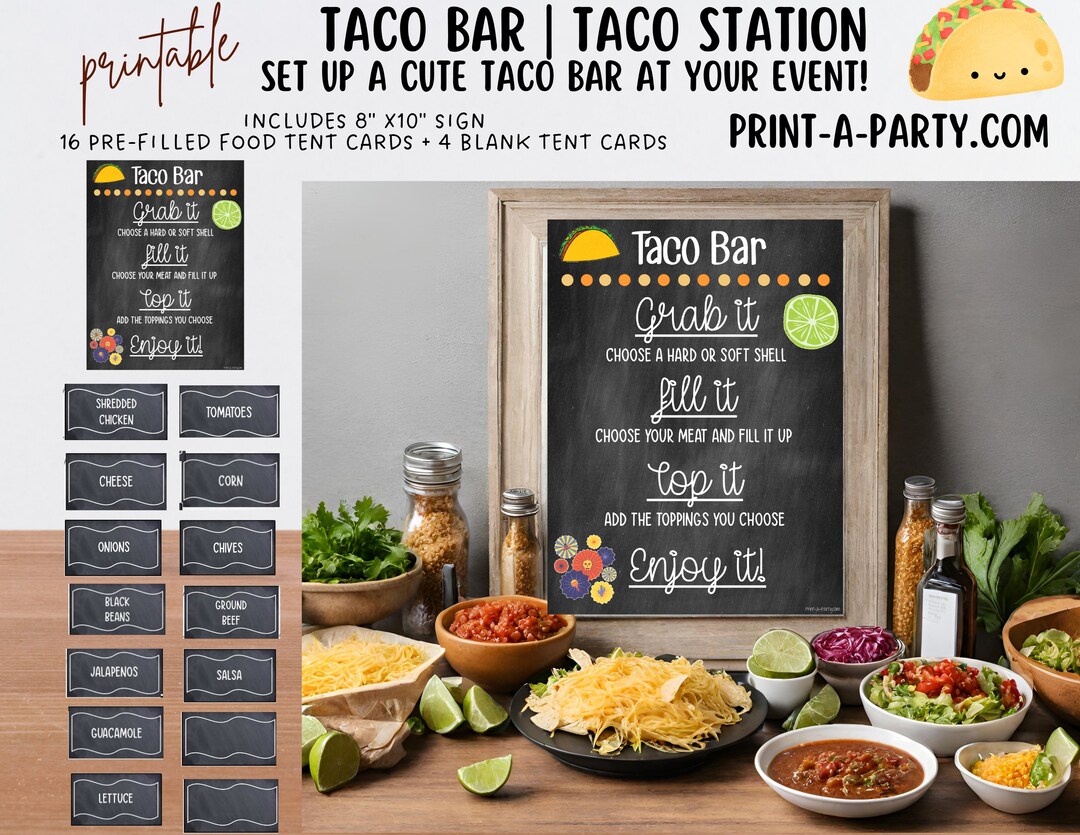 TACO BAR Taco Station Chalkboard Make Your Own Tacos Sign Taco Bar ...
