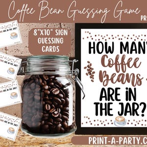 JEU de devinettes de pots de grains de café - Jeu de devinettes de grains de café imprimable - Parfait pour les fêtes sur le thème du café, la mariée ou la baby shower, et les événements de bureau