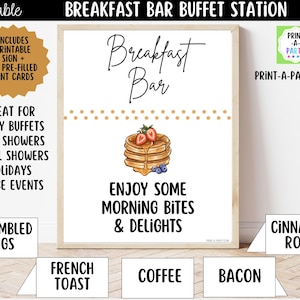 Frühstücksbar Schild (20,5 x 25 cm) & Food Tent Cards | Brunch Party Dekoration (Printable)