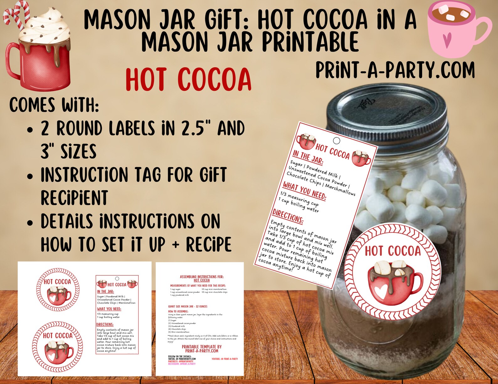 MASON JAR Hot Cocoa Gift | Hot Cocoa in a Mason Jar Set | Holiday Gift ...