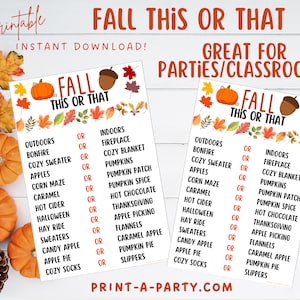 Printable This or That Fall Game – Fun Autumn Activity for Classrooms & Parties