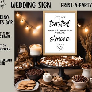 S&#39;mores Bar Sign: Let&#39;s Get Toasted - Wedding, Shower Party Decor (PDF Download 8x10in