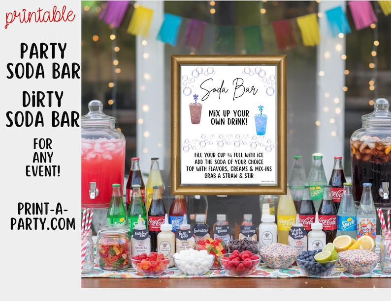 Printable Soda Bar Kit - Dirty Soda Sign & Recipe Tent Cards (12 ...