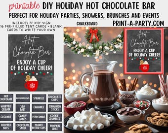 Cartello stampabile per bar della cioccolata calda: decorazioni per feste a base di cacao (download PDF)