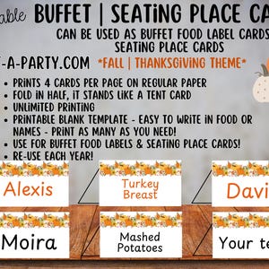 Fall Buffet Food Labels & Place Cards: Thanksgiving Party Printables (PDF Download)