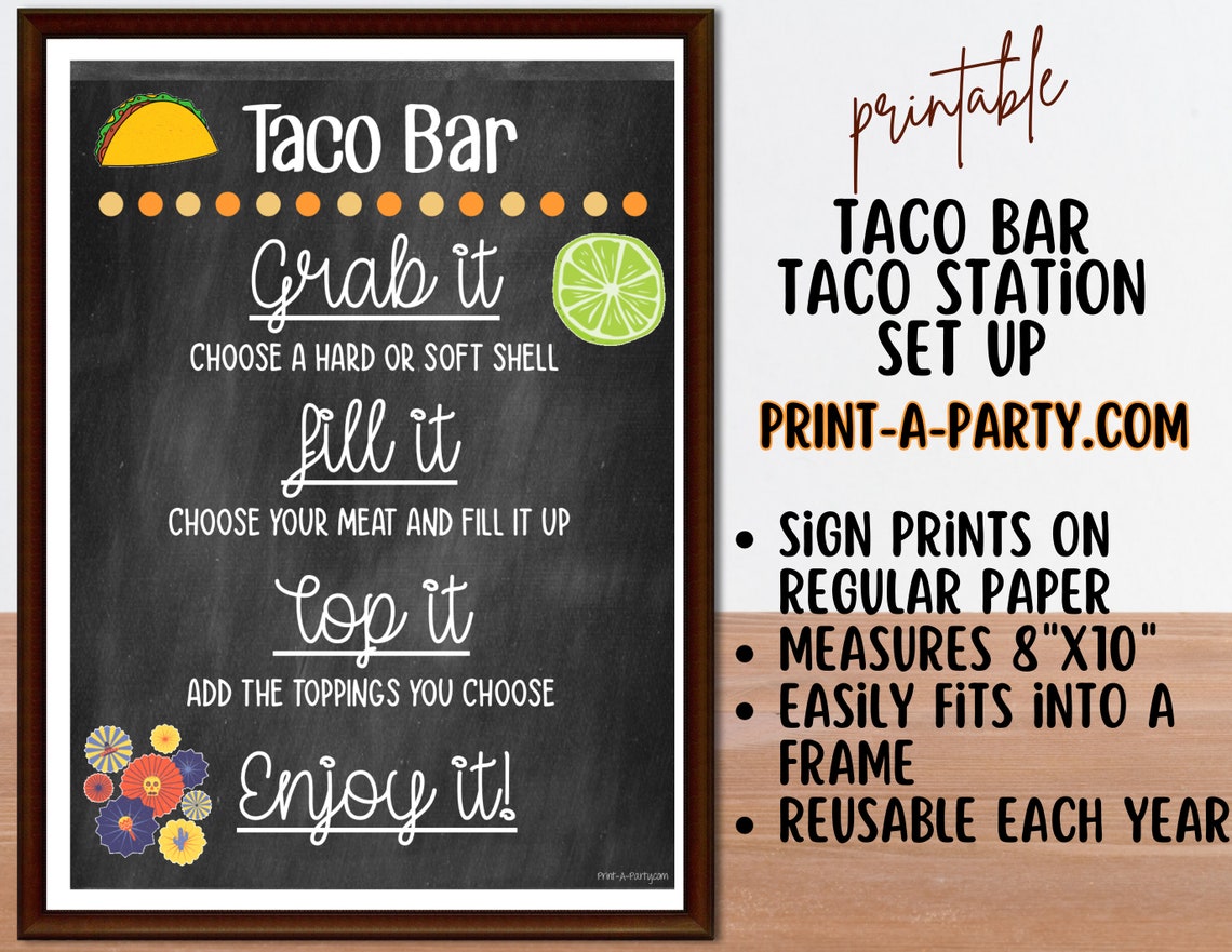 TACO BAR Taco Station Chalkboard Make Your Own Tacos Sign Taco Bar ...