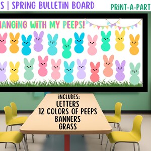 BACK TO SCHOOL: Bulletin Board Printable Display for Classroom - Peeps Theme for Spring  - Customizable Peeps to add names or quotes