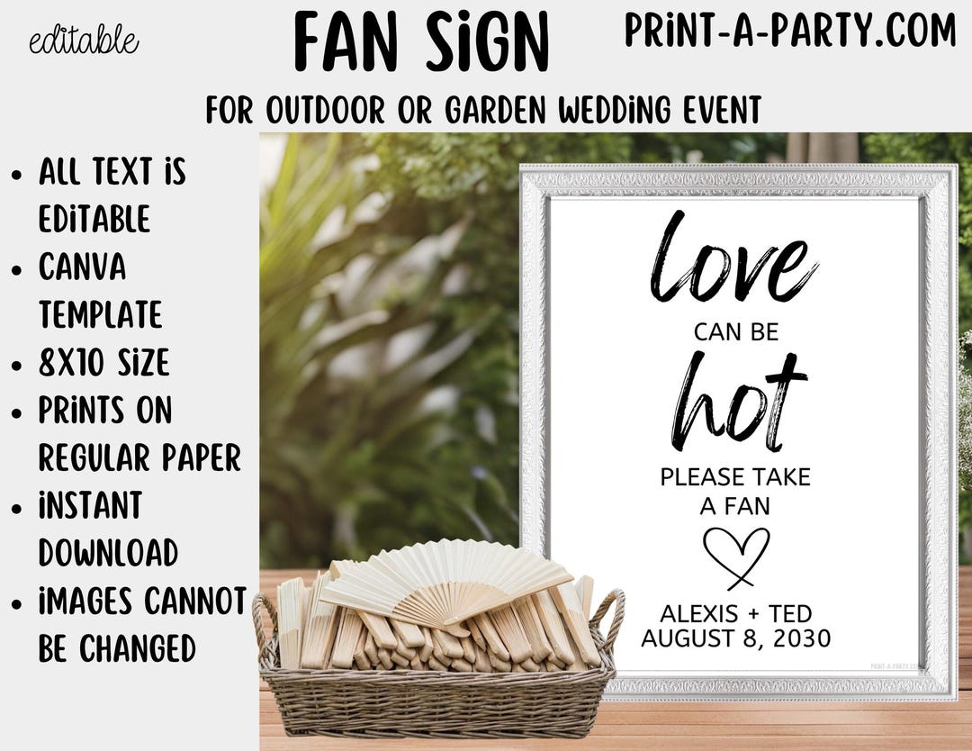 Editable Fan Favors Sign for Outdoor or Garden Weddings (8x10) – Canva ...