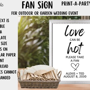 Editable Fan Favors Sign for Outdoor or Garden Weddings (8x10) – Canva Printable Template