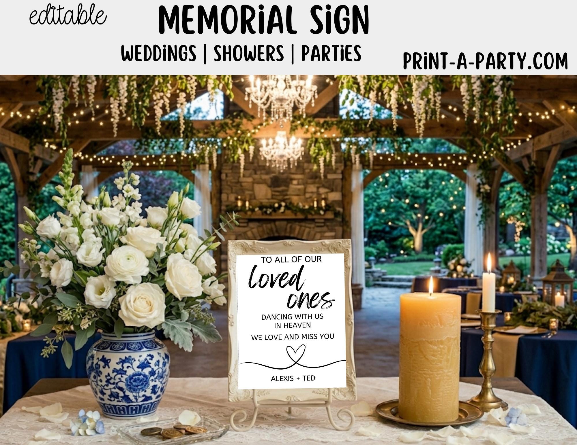 Editable Memorial Sign (8x10) – Classic Remembrance Canva Printable ...