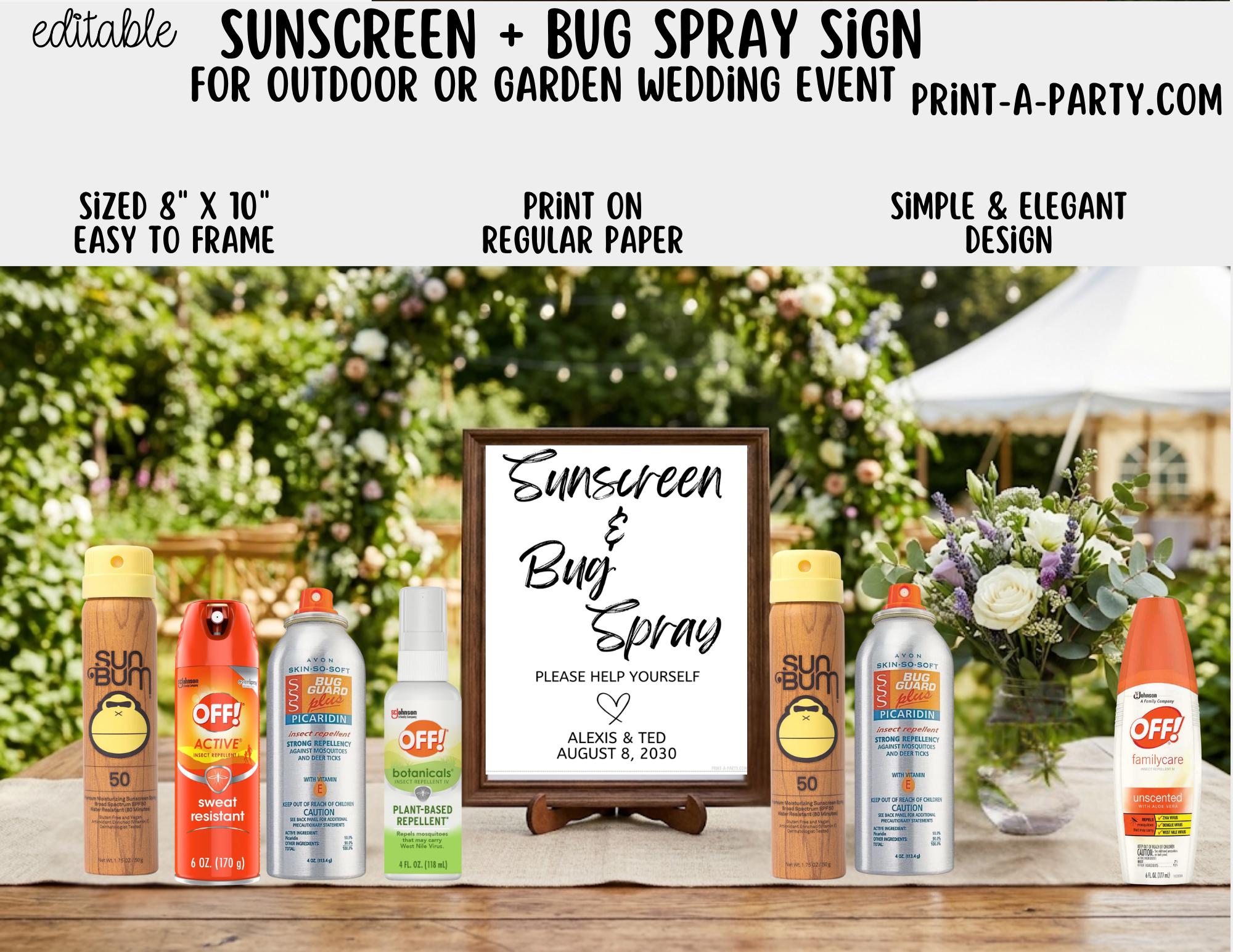 Editable Sunscreen Bug Spray Sign (8x10) – Canva Printable Template for ...