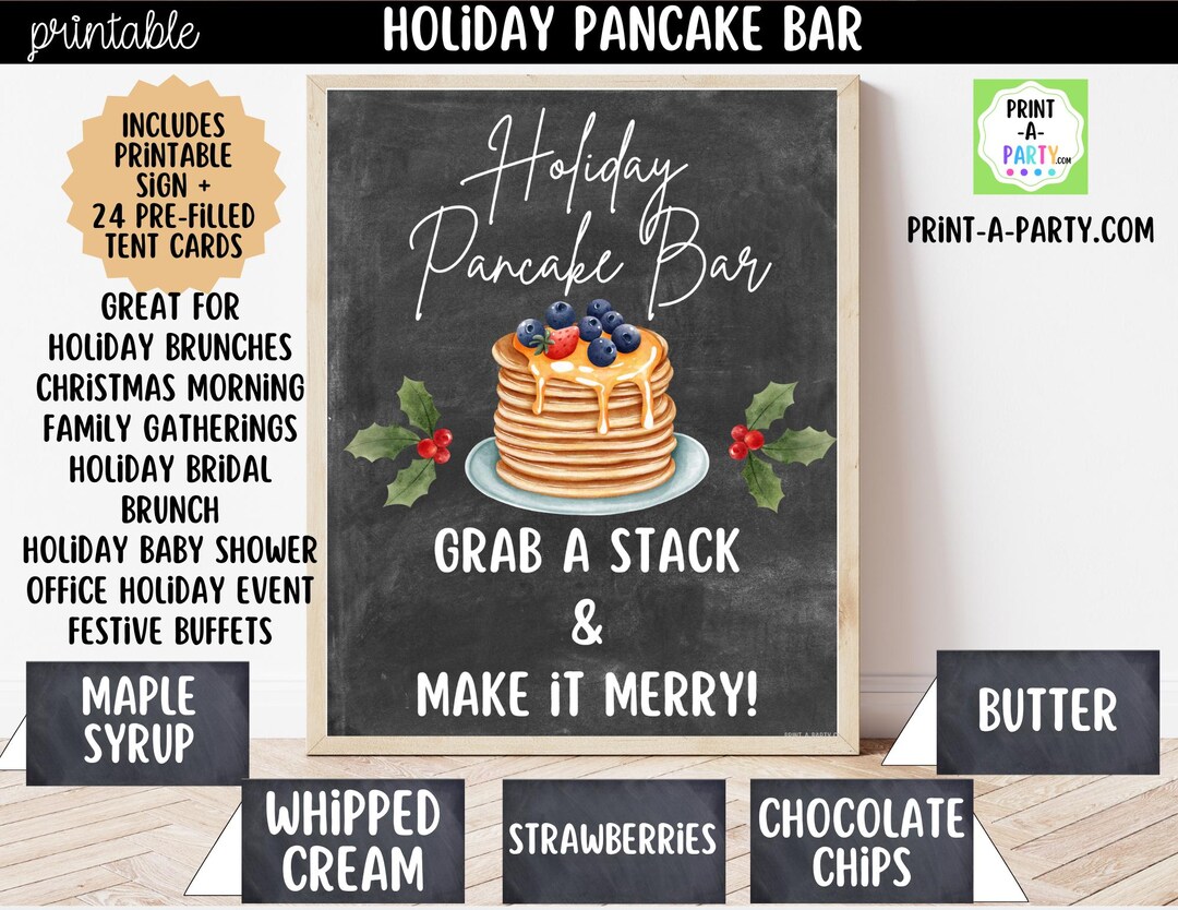 Pancake Bar Sign (8x10) + Topping Tent Cards - Printable Christmas ...