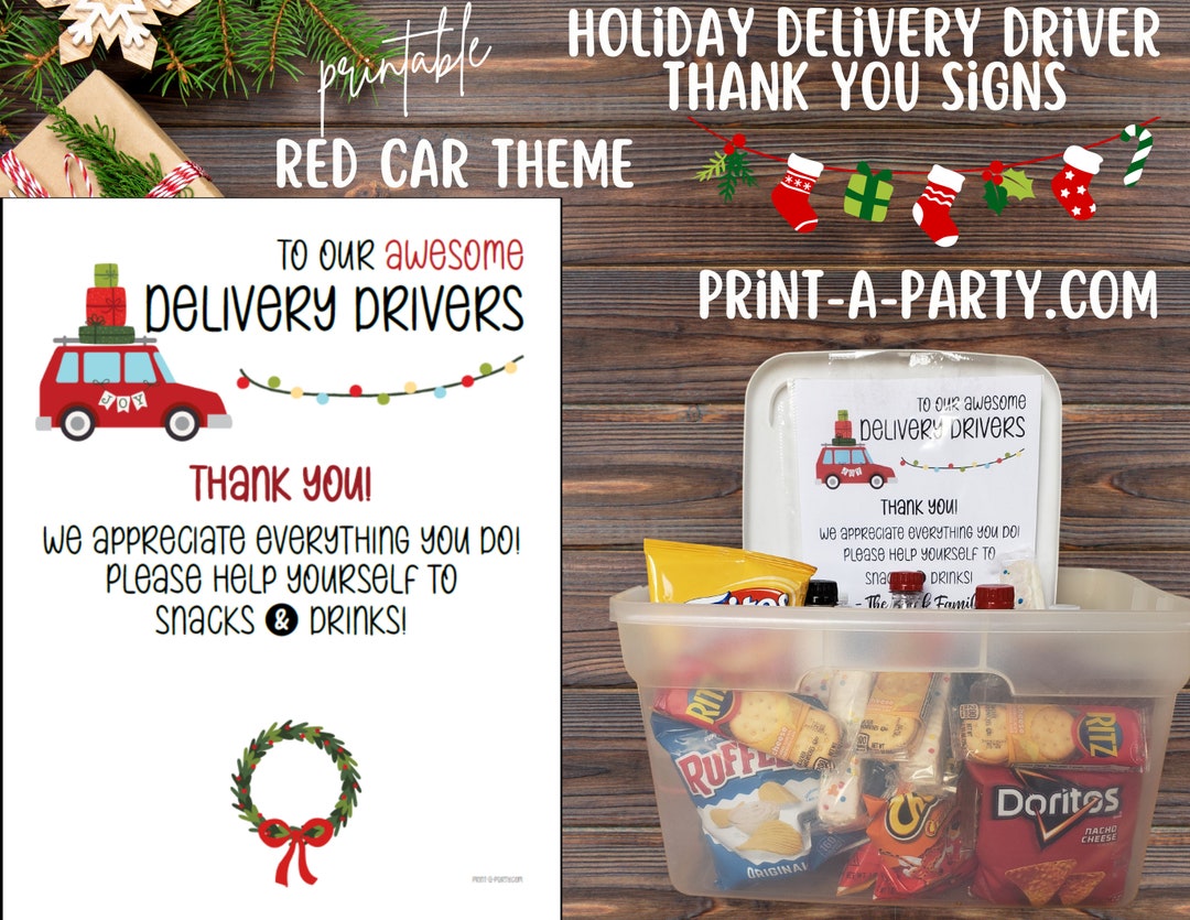 Delivery Driver Thank You Appreciation Snack & Drink Sign UPS Fed Ex ...