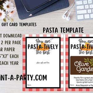 Cadeaukaartsjabloon | PASTA | Cadeau-idee leraar waardering | Cadeau-idee einde schooljaar | Leraarcadeau | Cadeau-idee voor les