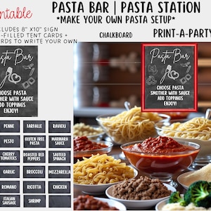PASTA BAR Schild und Essenszelt Karten - Kreidetafel - perfekt für Partys, Duschen, Bürotreffen und Urlaubsbüffets! DIY Pasta Buffet