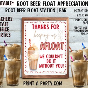 Letrero de agradecimiento ROOT BEER Float Bar Station / Letrero de agradecimiento para profesores y personal / ¡Gracias por mantenernos A FLOTE! / Compañeros de trabajo Empleados Personal