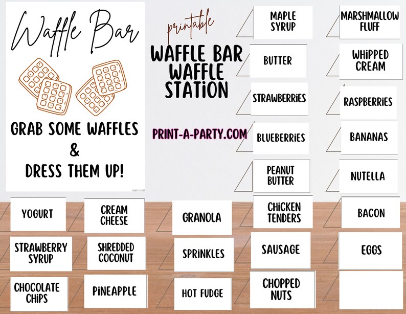 WAFFLE BAR | Waffle Station - White | Party Food Bar | DIY Waffle Bar ...