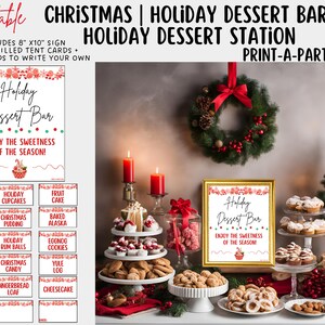 BARRA DE POSTRES PARA FIESTAS NAVIDEÑAS / Estación de postres / Configuración de bufé de postres navideños - Letreros y carteles / Idea para fiestas navideñas