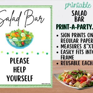 Local Salad Program Sign Salad Bar Sign (8x10) & Salad Tent Cards - Printable Party Buffet Decor ...