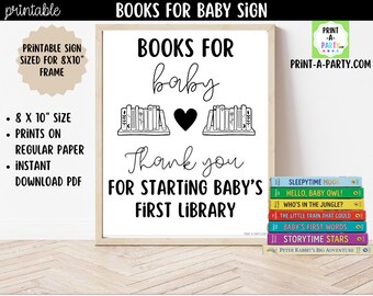 Baby Shower Books for Baby's Library | Printable Sign | Instant PDF ...