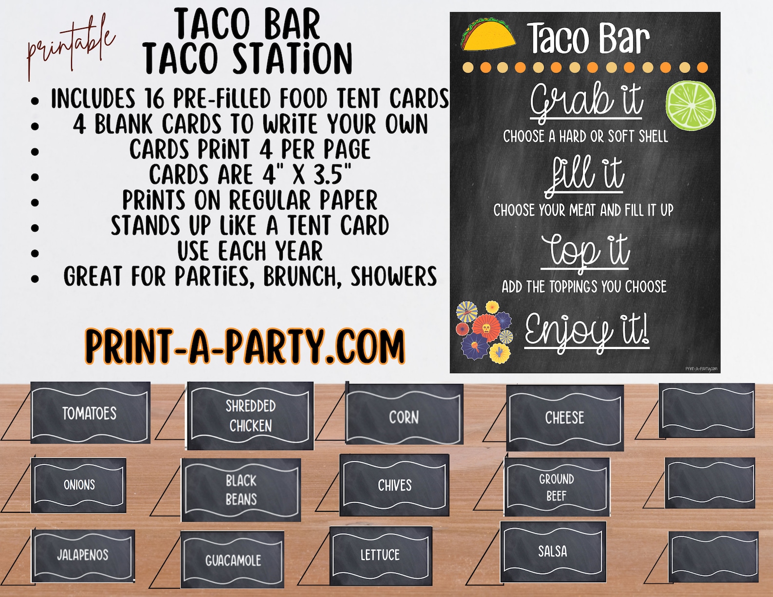 TACO BAR Taco Station Chalkboard Make Your Own Tacos Sign Taco Bar ...