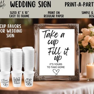 Cartello per matrimonio - PRENDI UNA TAZZA, riempila Cartello / Cartello per bomboniere stampabile per matrimonio / Cartello per bomboniere per addio al nubilato / Cartello per bomboniere
