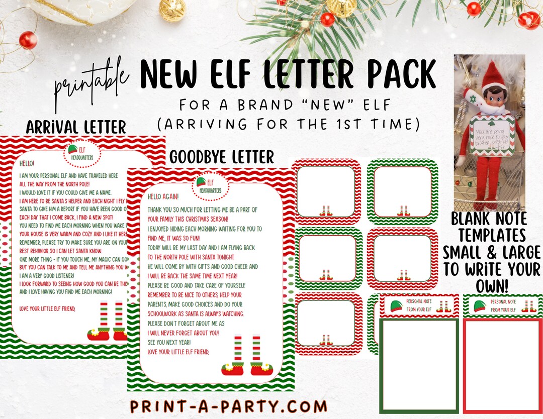 ELF Printable Letter Notes Pack | BRAND NEW Elf | Elf Welcome &amp; Goodbye ...