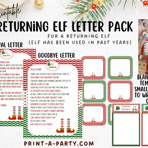 Paquete de notas de cartas imprimibles de ELF / Elfo que regresa / Cartas de bienvenida y despedida de elfos / Cartas y notas en blanco para promover o elogiar el comportamiento