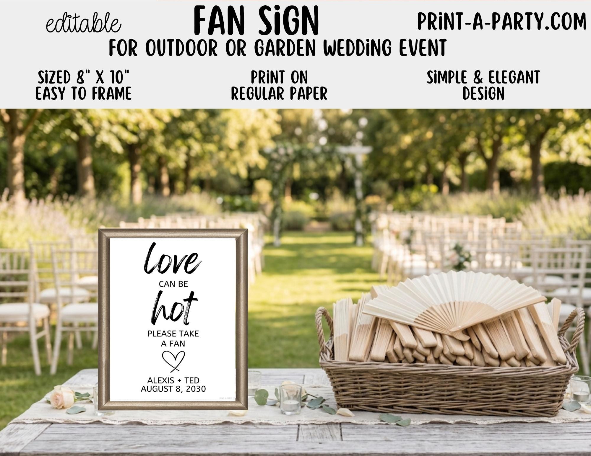 Editable Fan Favors Sign for Outdoor or Garden Weddings (8x10) – Canva ...
