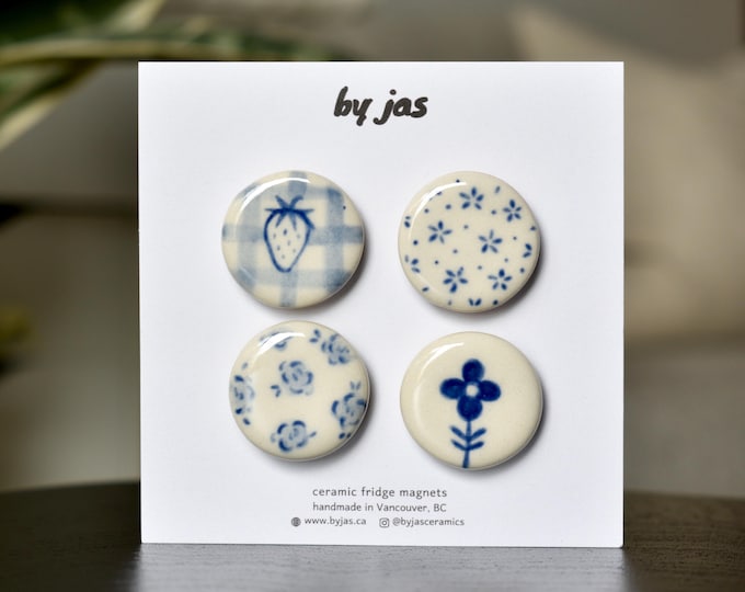 Set of 4 Handmade Ceramic Fridge Magnets