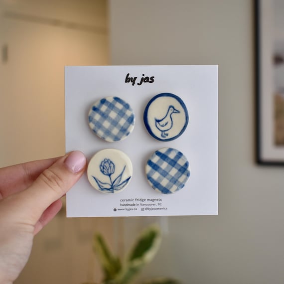 Set of 4 Handmade Ceramic Fridge Magnets