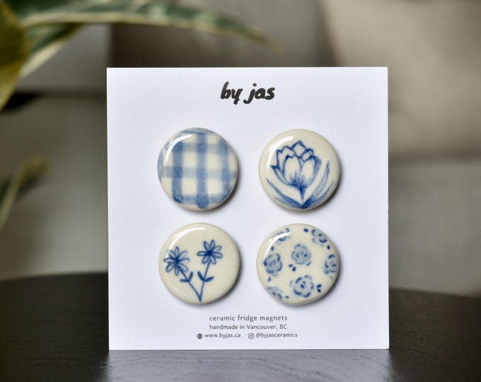 Set of 4 Handmade Ceramic Fridge Magnets