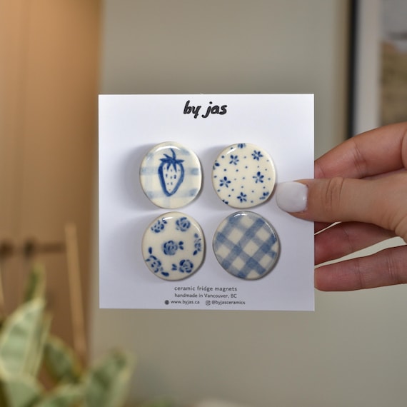 Set of 4 Handmade Ceramic Fridge Magnets