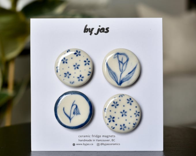 Set of 4 Handmade Ceramic Fridge Magnets