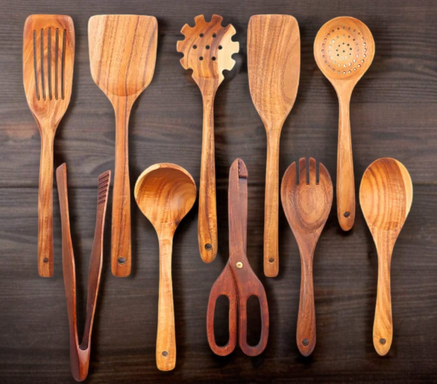 Wooden Cooking Utensils with Holder & Spoon Rest – Woodenhouse Lifelong  Quality