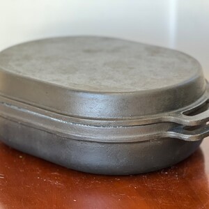 Vintage 1970s Lauffer Cast Iron and Enamel Dutch Oven or Roaster