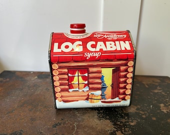 Vintage Towle's Log Cabin Syrup 100th Year Anniversary Tin - Cabin Decor - Collectible Tin