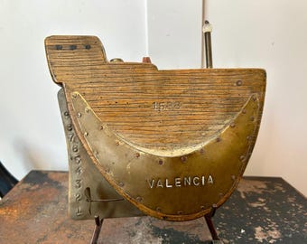 Vintage Dick Libby Mixed Media Sculpture, Signed Seattle Folk Art, Spanish Armada Ship Valencia 1588, Architectural Salvage Assemblage Art