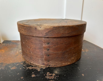 Antique Early 20th Century Primitive Shaker Bentwood Round Pantry Cheese Box - Farmhouse Decor
