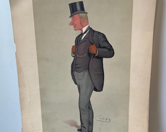 Antique Set of 13 1888 Vanity Fair  Caricatures "Spy" Leslie Ward Prints - George Kenyon Chromolithographs - Victorian Political Art