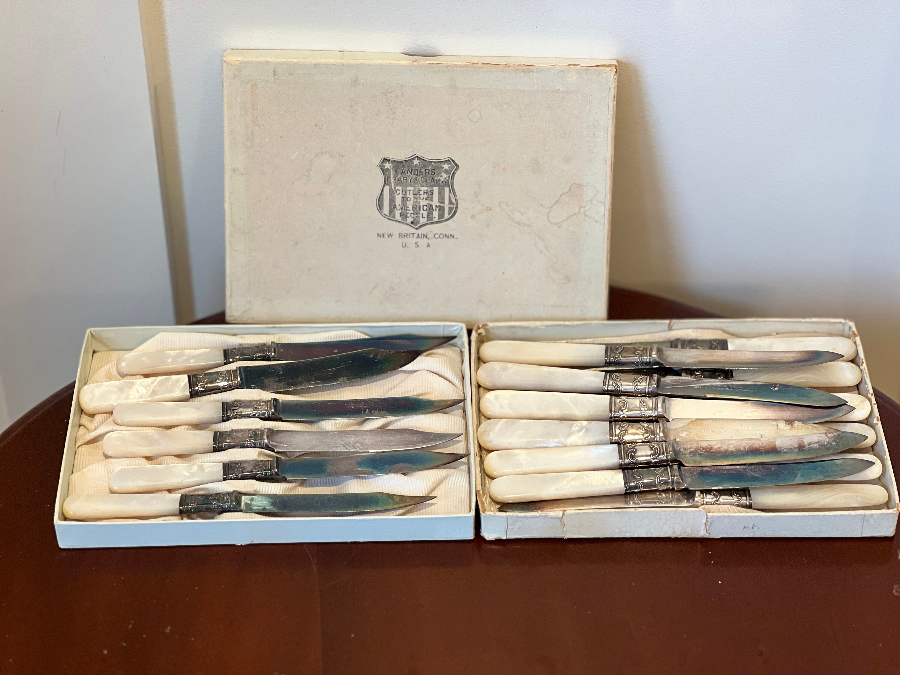 Antique Landers Frary & Clark Aetna Works Mother of Pearl Sterling