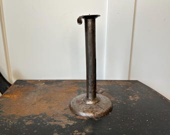 Antique Iron Hogscraper Chamber Candlestick Holder,Push-Up Candle Stick Holder—Early American decor
