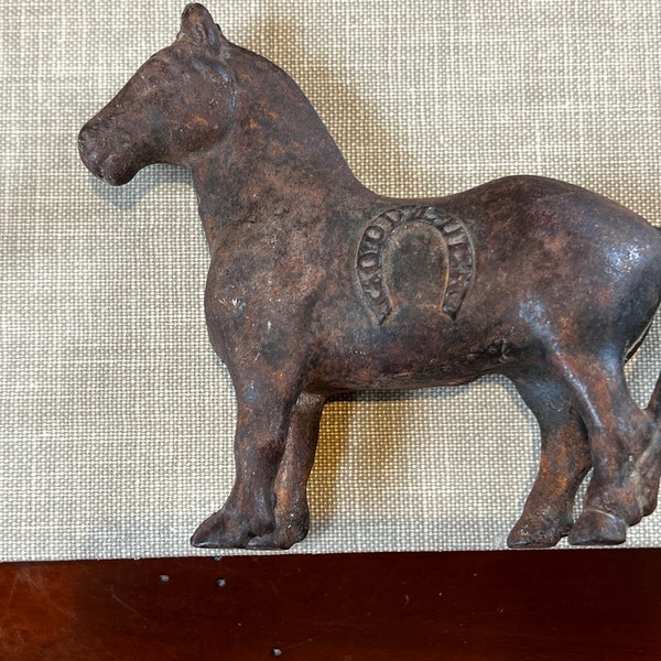 Antique Cast Iron Good Luck Horse Toy Still Bank or Piggy or Coin Bank