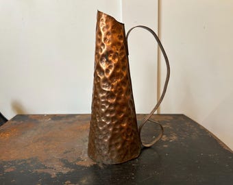 Vintage Hammered Copper Pitcher or Vase – Possibly Bo-Svensk Scandinavian Metalwork - Rustic Farmhouse Kitchen