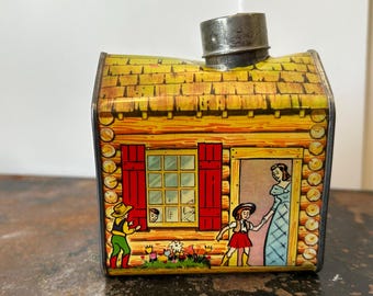 Vintage 1950s Towle's Log Cabin Syrup Tin - Cabin Decor - Collectible Tin