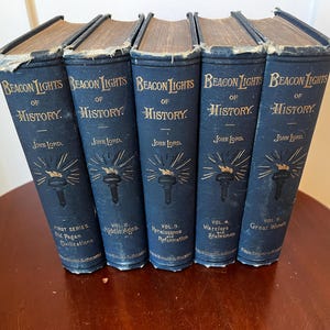 Antique Late 1800s Beacon Lights of History 5 Volumes by John Lord ...