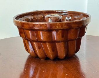 Vintage Brown Ceramic 7" Bundt Pan or Cake Mold 951-17 Made in West Germany Vintage Kitchen