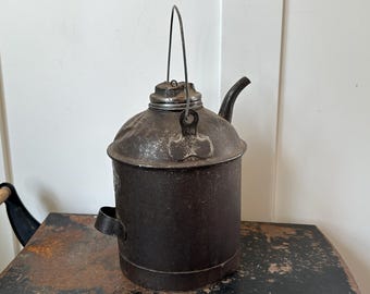Antique Eagle Oil Can for Erie Railroad | Vintage Railroad Oiler | Primitive Industrial Metal Oil Can | Railroadiana Decor | Rustic American